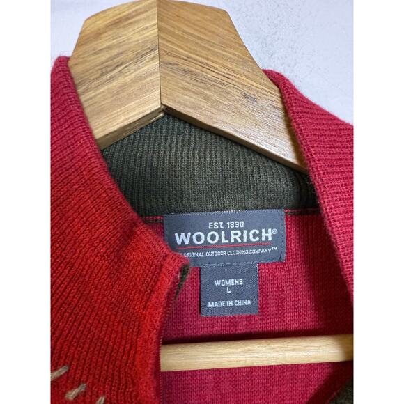 Vintage Woolrich Womens Large Cardigan Sweater Vest Holly Classic Red L - Picture 8 of 8